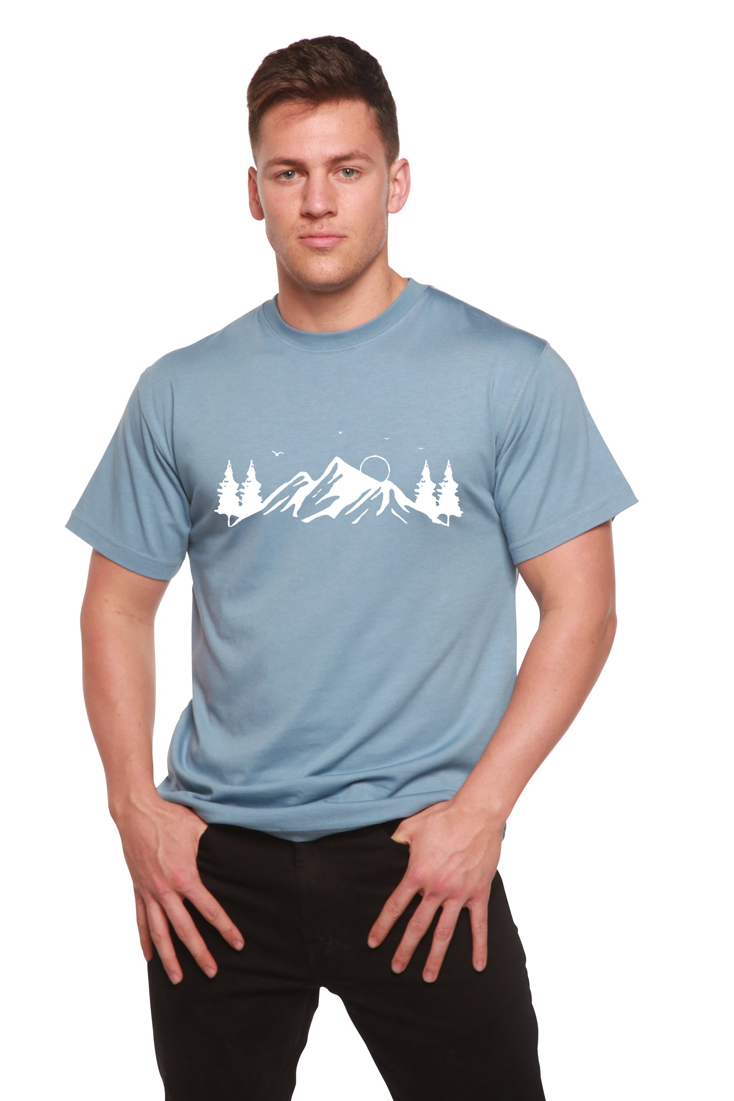 T-shirt à manches courtes pour homme en viscose de bambou et coton biologique, imprimé Mauna Kea