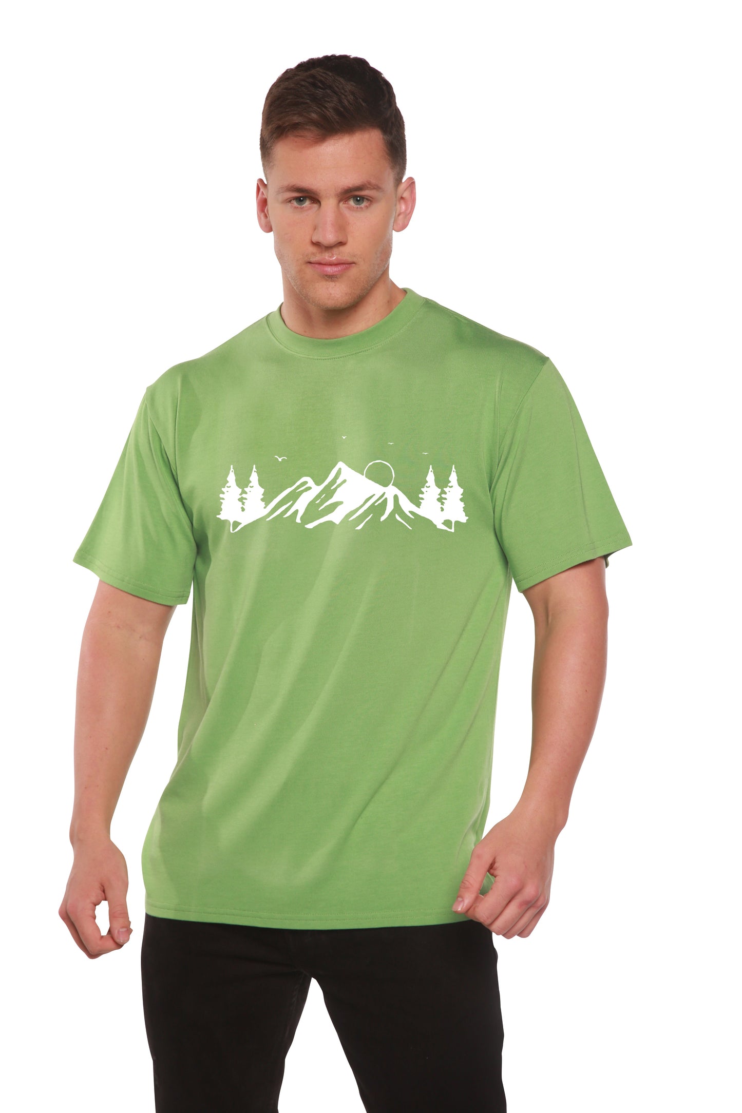 T-shirt à manches courtes pour homme en viscose de bambou et coton biologique, imprimé Mauna Kea