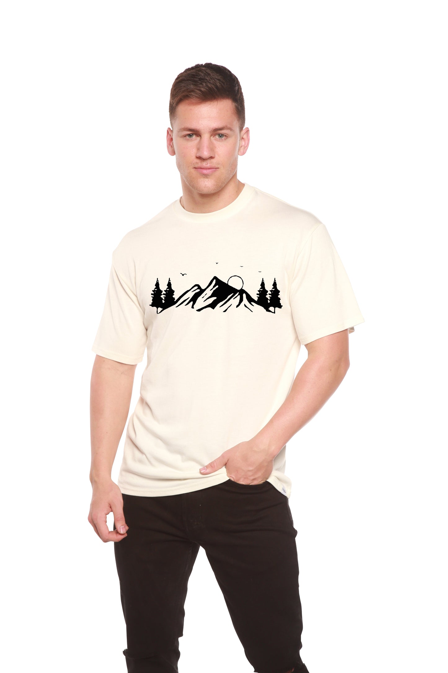 T-shirt à manches courtes pour homme en viscose de bambou et coton biologique, imprimé Mauna Kea