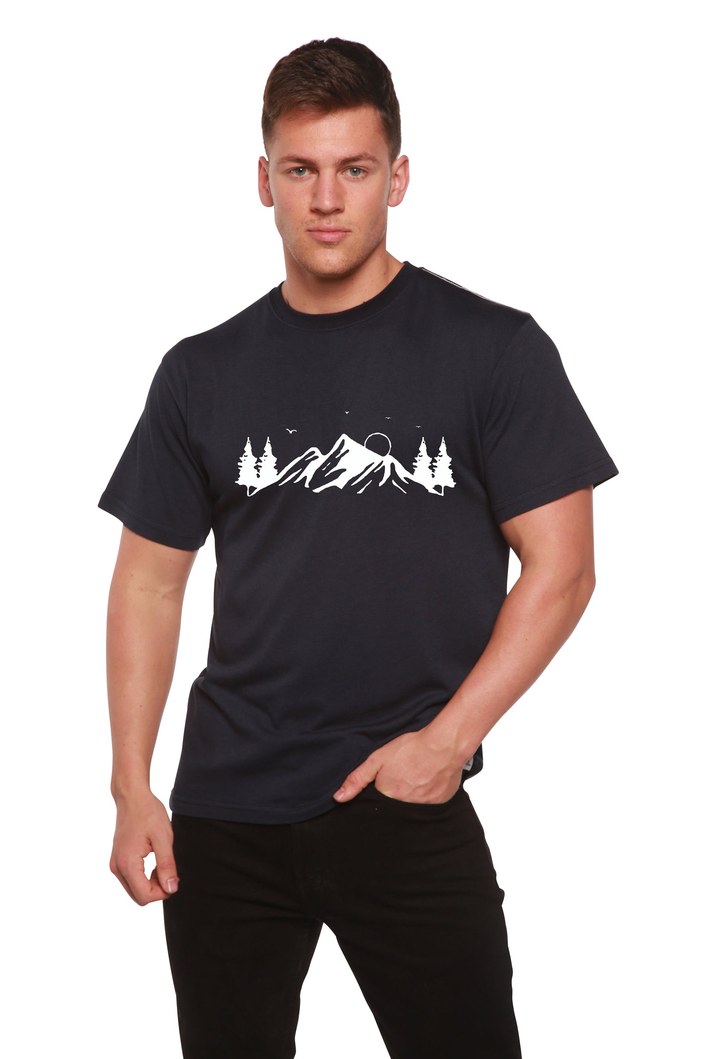 T-shirt à manches courtes pour homme en viscose de bambou et coton biologique, imprimé Mauna Kea