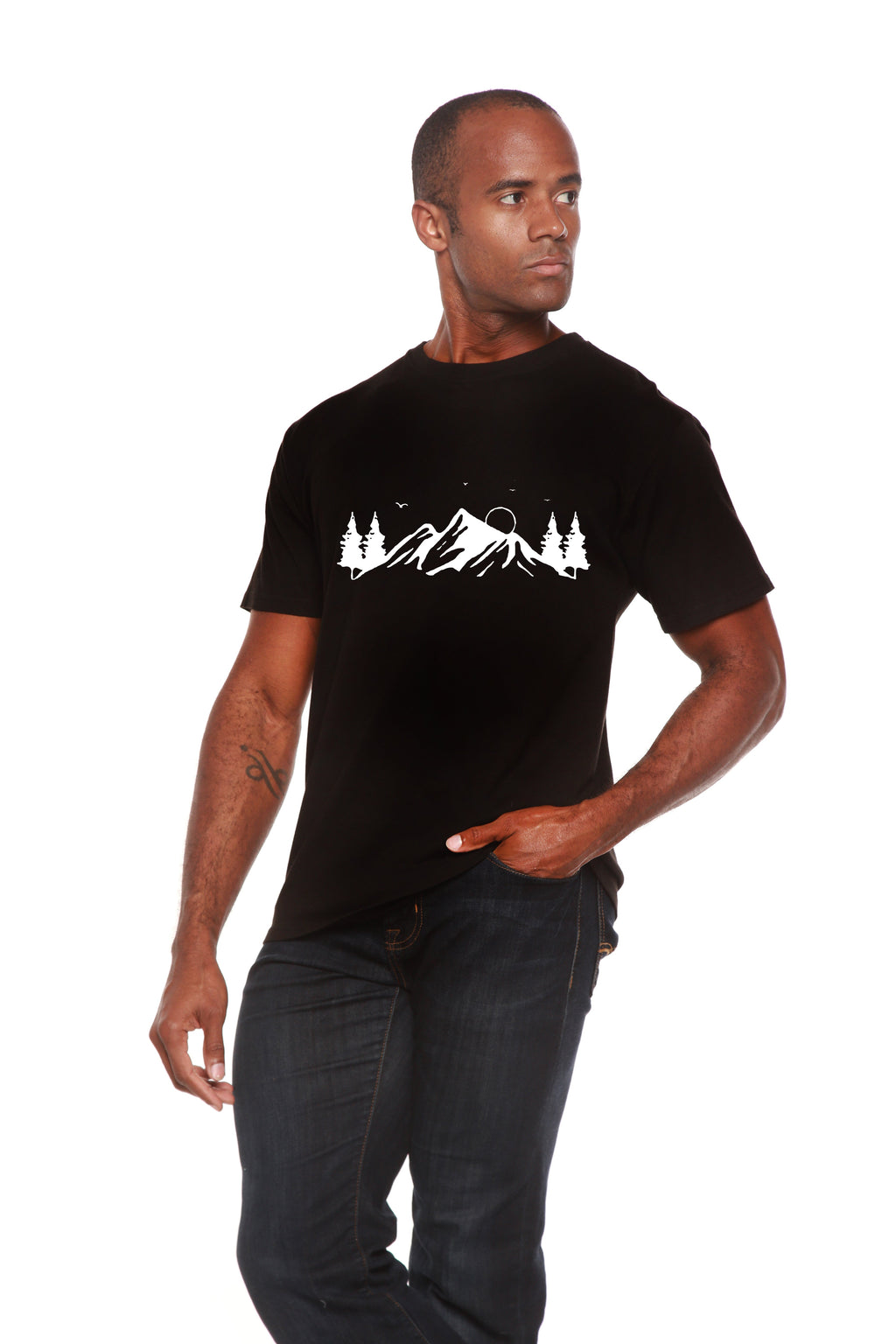 T-shirt à manches courtes pour homme en viscose de bambou et coton biologique, imprimé Mauna Kea