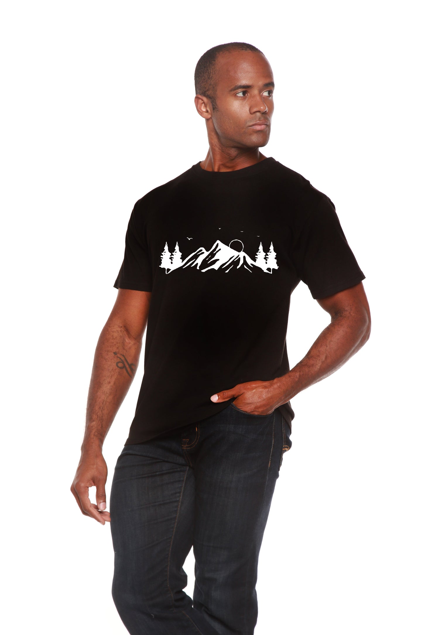 T-shirt à manches courtes pour homme en viscose de bambou et coton biologique, imprimé Mauna Kea