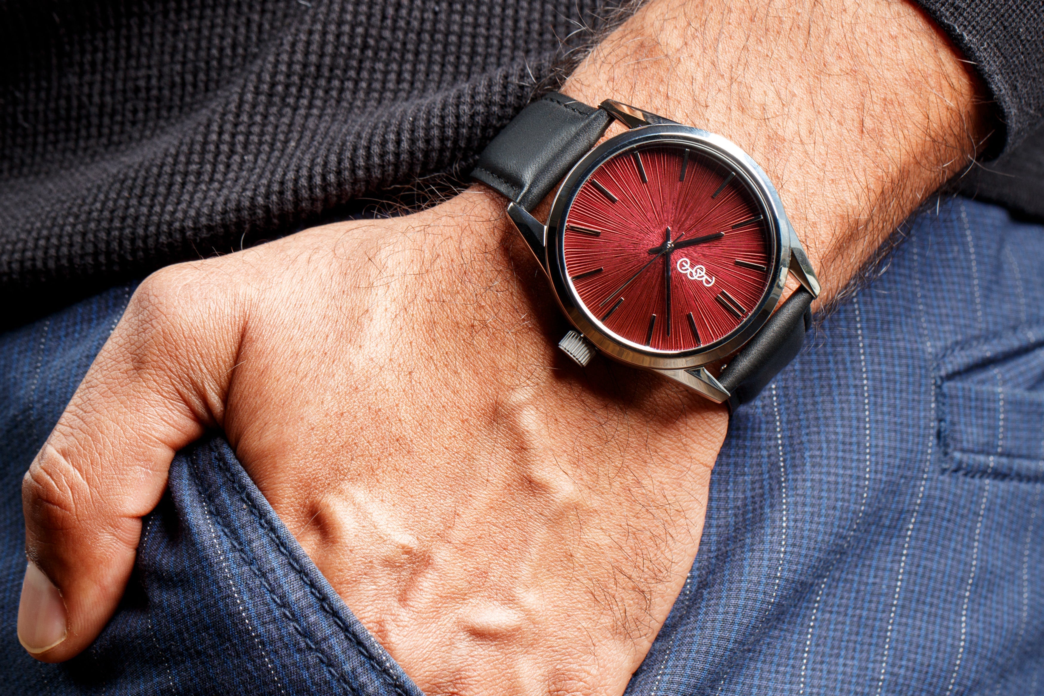 Burgundy Sunburst Watch
