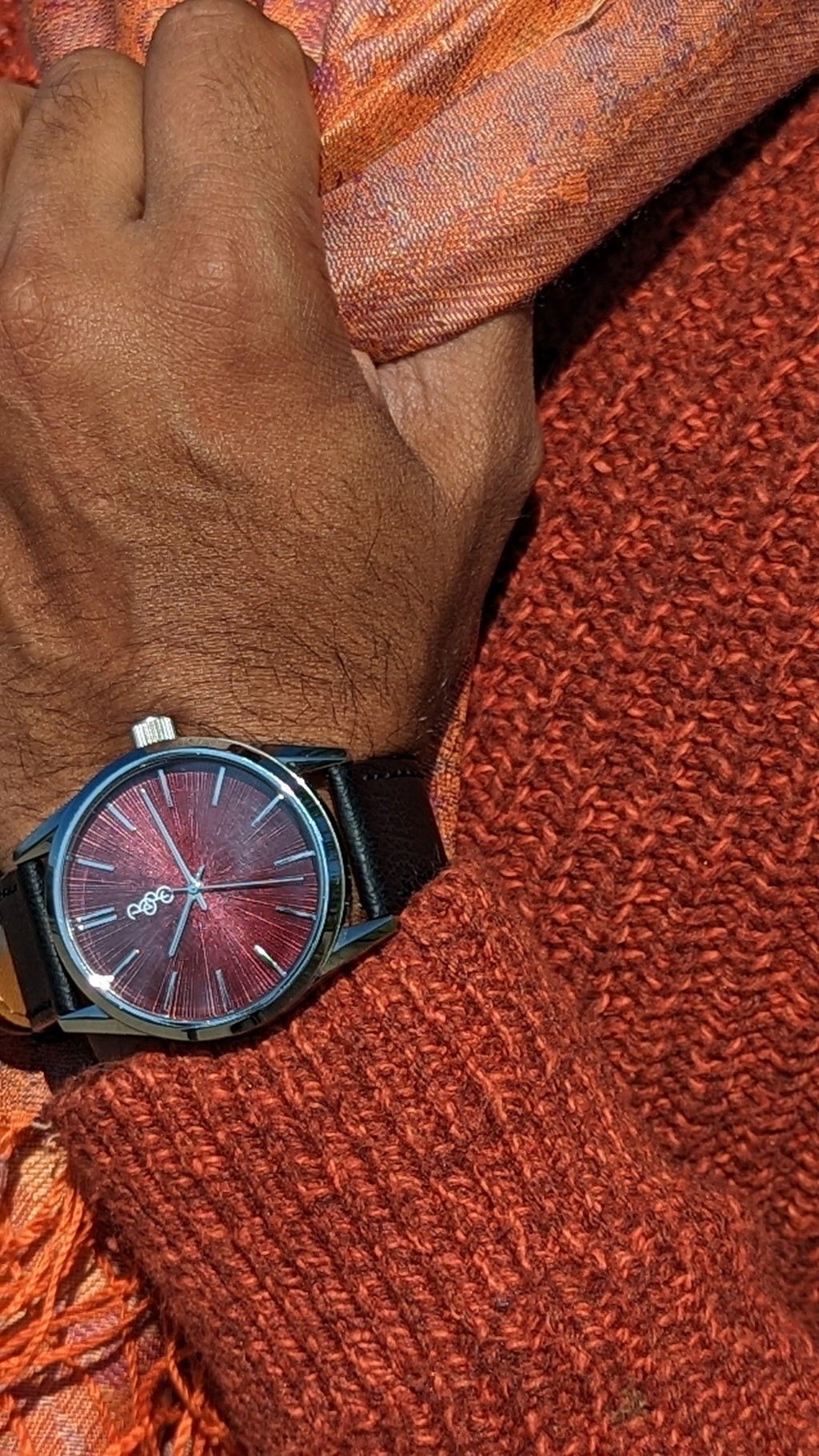 Burgundy Sunburst Watch